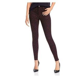AQUA Womens Burgundy Animal Print Skinny Jeans XS